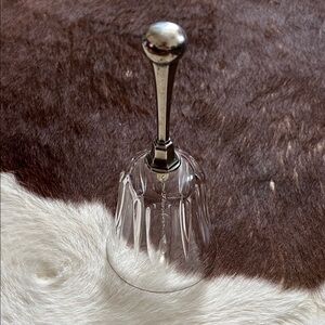 Crystal Dinner Bell, Silver Plated Handle, 1983, Leonard Silver, Glass Clapper